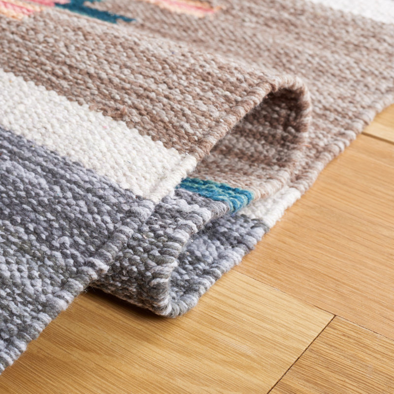 Union Rustic Conanso Handmade Flatweave Cotton Gray/Orange/Green Rug